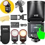 GODOX V1 Mid C Flash pour Canon Appareils Photo Speedlite,55Ws,2,4GHz TTL 1/8000 HSS,650 éclairs à Pleine Puissance,Temps Recyclage 1,7s,Batterie Lithium 7,2V/2200mAh,Lampe Pilote LED 2W 10 Niveaux