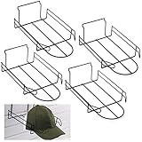 Yexiya 4 Pcs Wire Hat Display for Slat Wall Black Baseball Hat Rack Retail Display Shelves Organizer for Merchandise Wall Door Closet Office Bedroom Store Slatwall Accessories