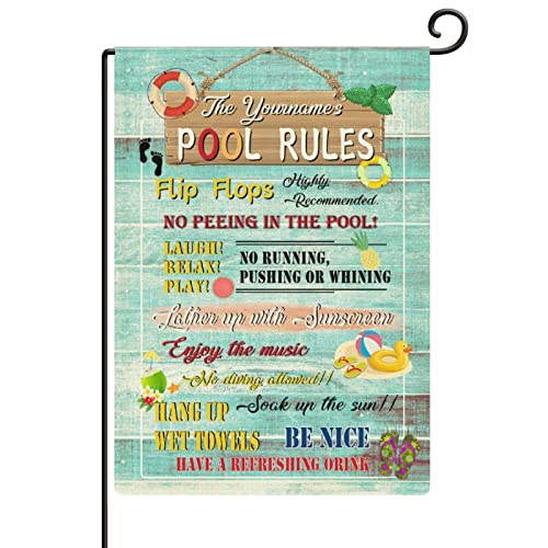 Pool Rules Signs And Decorations Outdoor Funny Swimming Pool Rules Garden Flag Double Sided Burlap 12x18in