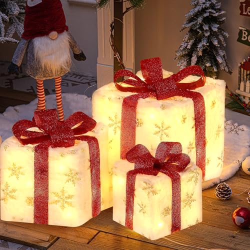 Weihnachtsdeko Aussen Led Deko Weihnachten Geschenke Leucht Boxen mit...