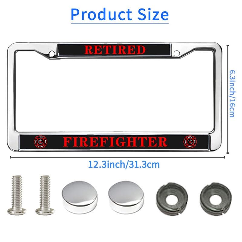 Image of Retired Firefighter Pride Weather-Proof License Plate Frame Firefighter Faith License Plate Frame for Family Members