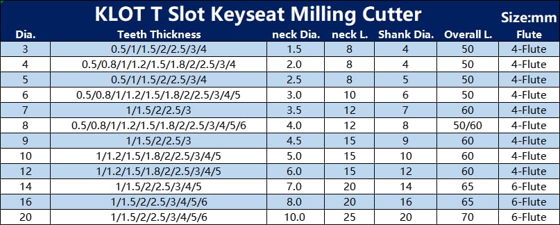klot altin coated t slot keyseat milling cutter solid carbide 3mm-20mm t slotting end mill 4  15 l50mm