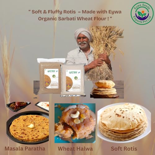 Image of Eywa Seeds & Exports Pvt Ltd Organic Sharbati Wheat Flour (1 Kg) For Eating And Cooking | Sarbati Gehu Atta | Produce Of India From Organic Farms