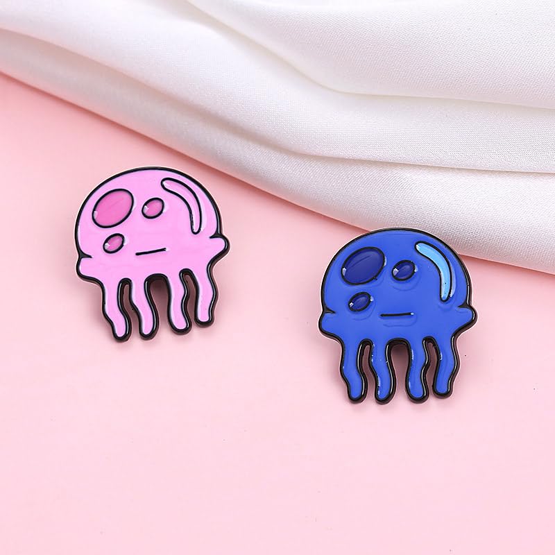 Image of Ximimark 4 pcs Cartoon Marine Life Alloy Brooch Lovely Color Jellyfish Marine Animal Badge Shirt Backpack Decoration, Birthday Party Gift, Creative Small Gift, Holiday Accessory, Birthday Party