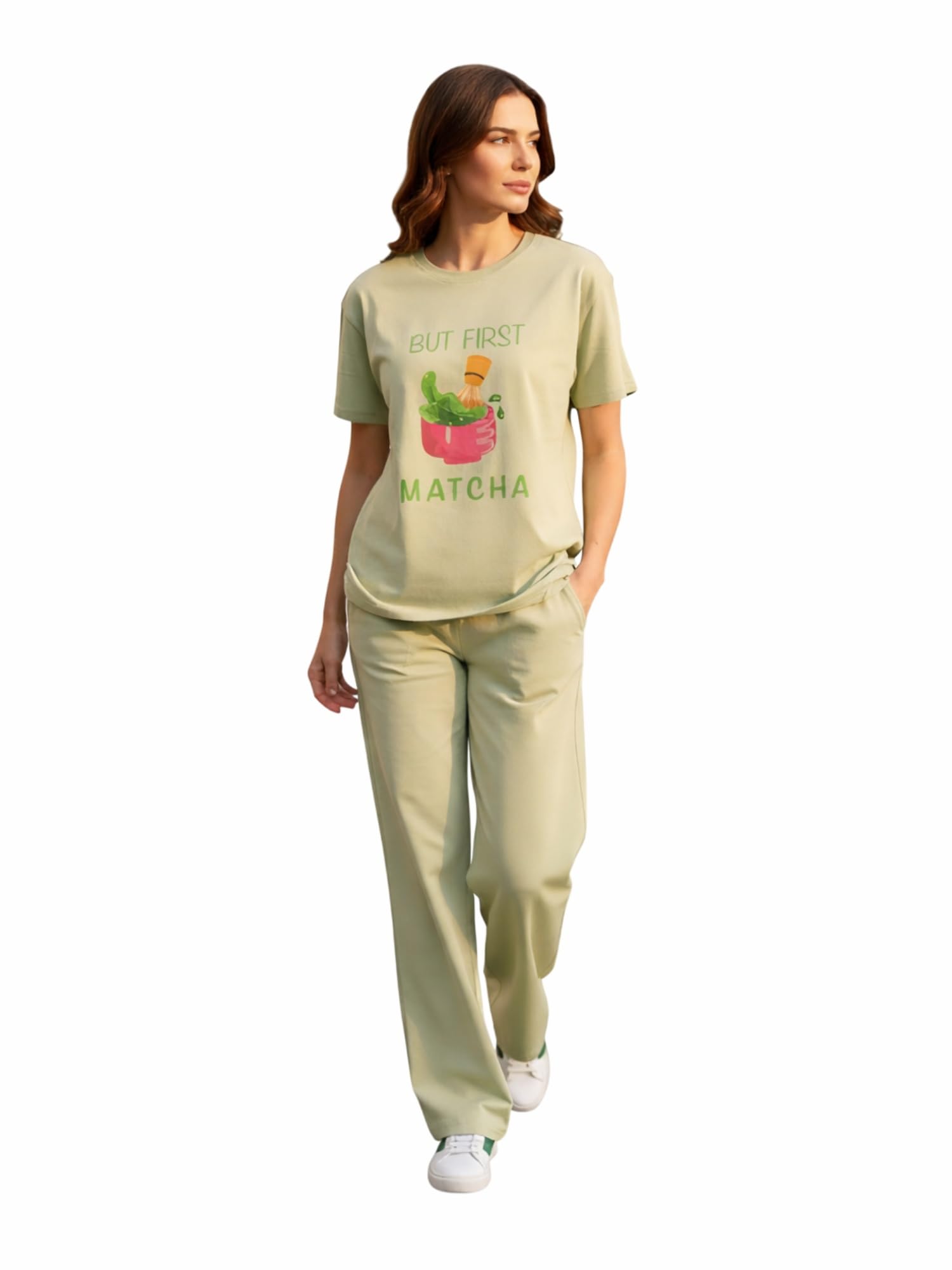Co-Ord Set for Women | Cotton Night Suit | Relaxed Fit | Printed T-Shirt & Wide Leg Pant with Pockets | Half Sleeve | Round Neck | Stylish Loungewear & Travel/Holiday wear-picture-45
