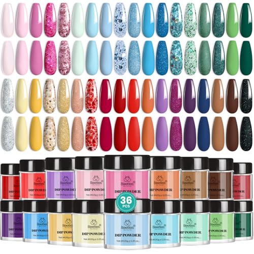 Beetles Dip Powder Nail Kit, 36 Colors Nude Pink Pastel Red Green...