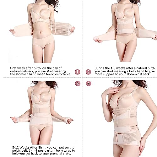 Image of DOLTAS 3-in-1 Post Pregnancy Abdominal Belt for Women - C-Section Abdomen Belt & Belly Wrap for After Delivery Recovery - Adjustable Postpartum Belt, Maternity Belt for Waist, Pelvis & Tummy Support (Free Size) (BEIGE)