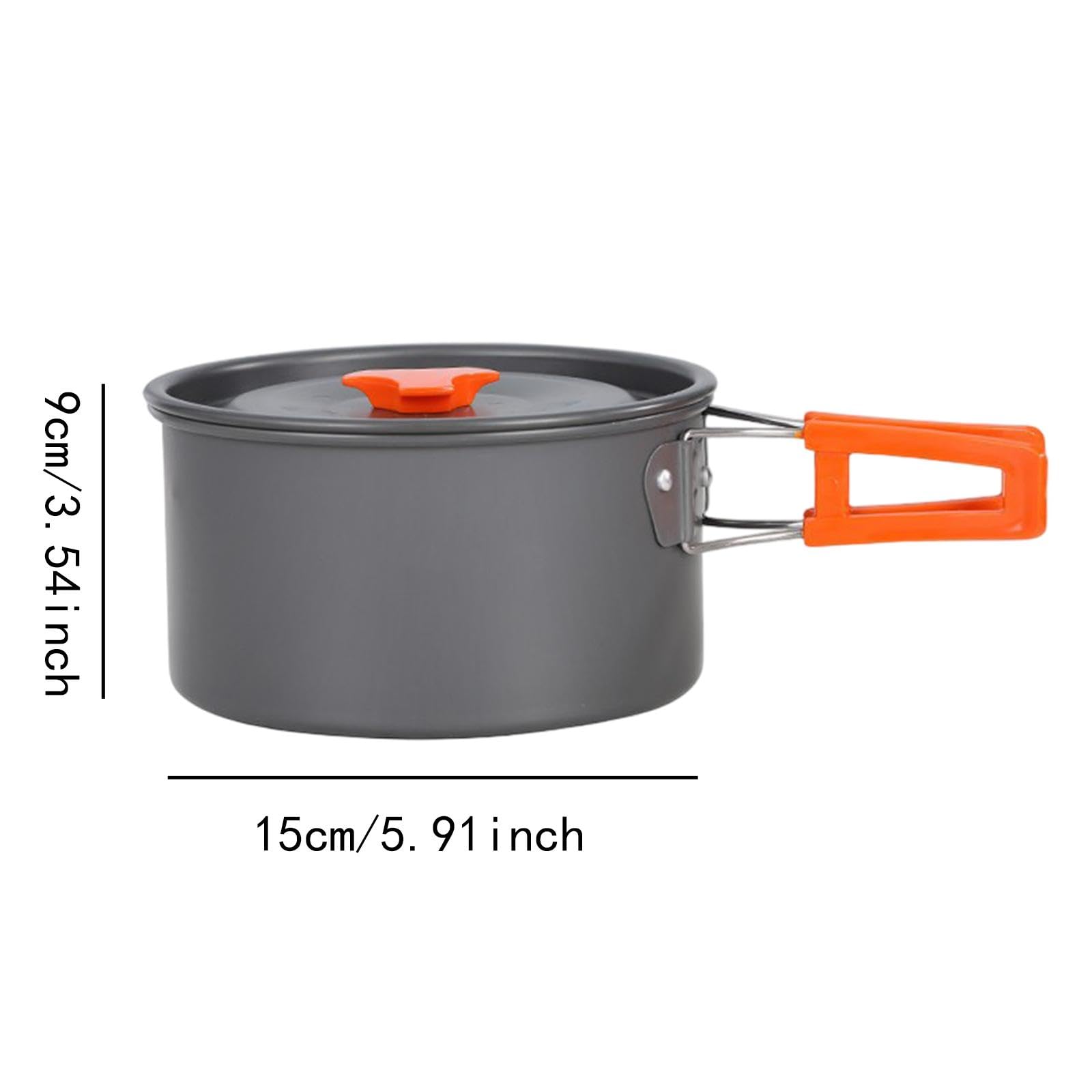Vaveren Camping Pot Cookware Portable Practical with Handle Camp Stockpot Outdoor Cooking Pot for Explorers Beach Backpacking Picnics, 15cmx15cmx9cm