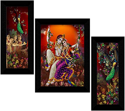 SAF paintings Wood, Glass Figures, Religion, Flowers, Abstract Painting, Multicolour, Modern, 22.5 Inch X 13.5 Inch