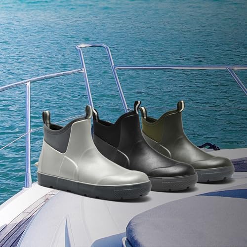 GemChve Gummistiefel Herren,Gartenschuhe herren Kurze,Chelsea Boots Damen,Arbeitsschuhe Gummistiefel Halbhoch,Deckstiefel Wasserdicht Rutschfest Geeignet Regentag Reisen Angeln Green46EU