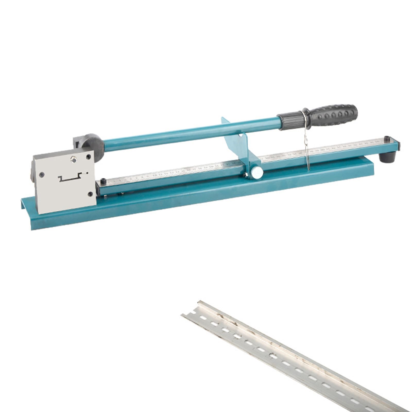 Taglierina Per Guide DIN, Manuale Strumento Per Il Taglio Delle Guide Scanalatura Singola Canalizzazioni Macchina Da Taglio Con Righello Per Il Taglio Scanalato Guida Din in Alluminio, Blu