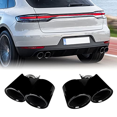Rolling Gears GTS-Style Gloss Black Exhaust Tips Muffler Pipes Compatible with 2019-2024 Porsche Macan Exhaust Tips Base 2.0T (95B.2)