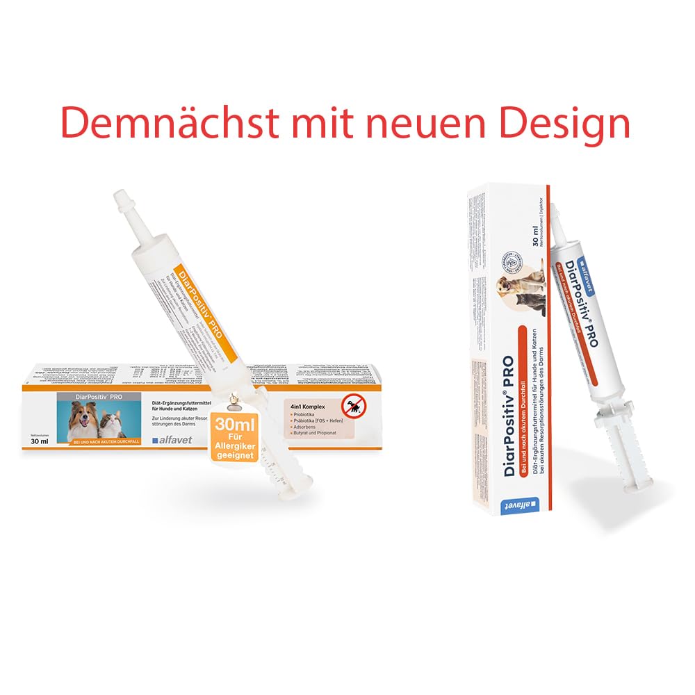 alfavet DiarPositiv Pro, complément Alimentaire diététique, pâte pour Chiens et Chats, soulagement de la diarrhée, injecteur de 30 ML
