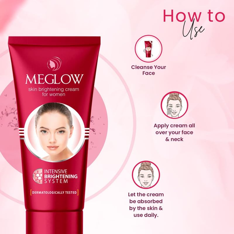 Image of Meglow Skin Brightening Cream For Women| Face Cream For Glowing Skin| Dark Spot Removal with Kojic Acid, 1% Glycolic Acid, Alpha Arbutin Pack of 6 (30g each)