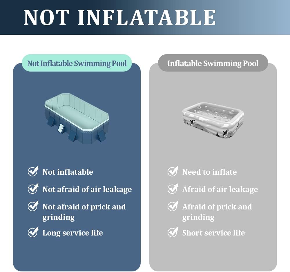 YUEWO Foldable PVC Swimming Pool Hard Plastic Shell Portable Swimming Pool for Adults Blow Up Pool for Family Garden Backyard (2.6m/102in,Blue)