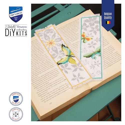 Image of Vervaco Cross Stitch Bookmark Butterfly (Set of 2) 2.4 inch x 8 inch