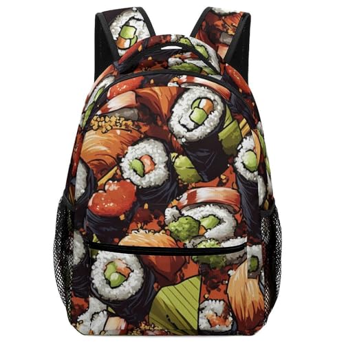 Japanese Sushi Rolls Unisex Backpack Casual Daypacks Lightweight Shoulders Bag for Camping Hiking Travel