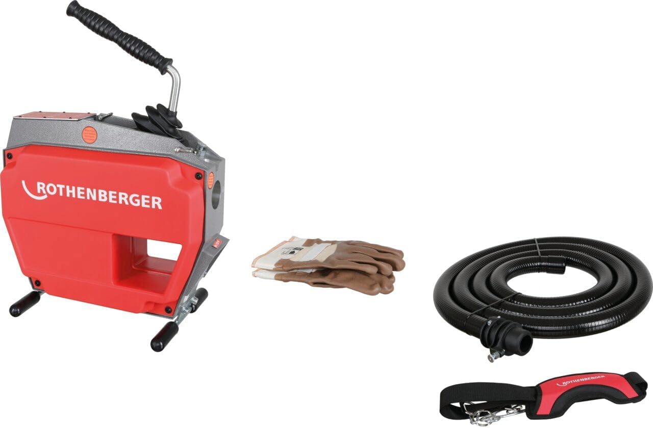 ROTHENBERGER 1000003345 R600 VarioClean Pipe Cleaning Machine Basic Device, 8 mm - 22 mm Spiral Diameter, 60 m Working Range Length, 230 V