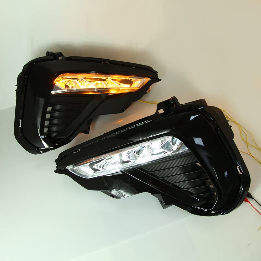Faros Delanteros Xenon Faro Principal 2 Uds para Kia para Optima K5 2019 2020 Luces LED Circulación Diurna DRL con Señal Giro Amarilla Cubierta Luz Antiniebla Delantera