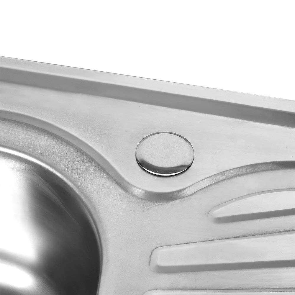 Fregadero de acero inoxidable, fregadero de cocina de acero inoxidable, con tubo de drenaje, fregadero 1 lavabo, instalación integrada, fregadero, fregadero primario empotrable (90 x 50 x 15 cm)
