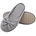 HomeTop Women’s Cozy Cashmere Cotton Closed Toe House Slippers with Cute Bow Accent (Medium / 7-8 B(M) US, Gray)