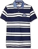 U.S. Polo Assn. Men's Bar Code Stripe Pique Polo Shirt with Chambray Collar