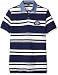 U.S. Polo Assn. Men's Bar Code Stripe Pique Polo Shirt with Chambray Collar