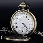 Tiong Vintage Pocket Watch Engraved Cowboy Skull Wolf 3D Pattern Arabic Numerals Quartz Pocket Watch with Chain Best Gifts - Image 3