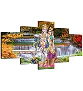 Hindu Wall Art Lord Radha Krishna Wall Decor Indian God Picture Canvas Print Hinduism Poster Reli...