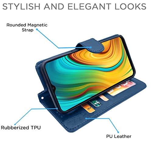 Image of Pikkme Realme C3 Flip Case Leather Finish | Inside TPU with Card Pockets | Wallet Stand and Shock Proof | Magnetic Closing | Complete Protection Flip Cover for Realme C3 (Blue)