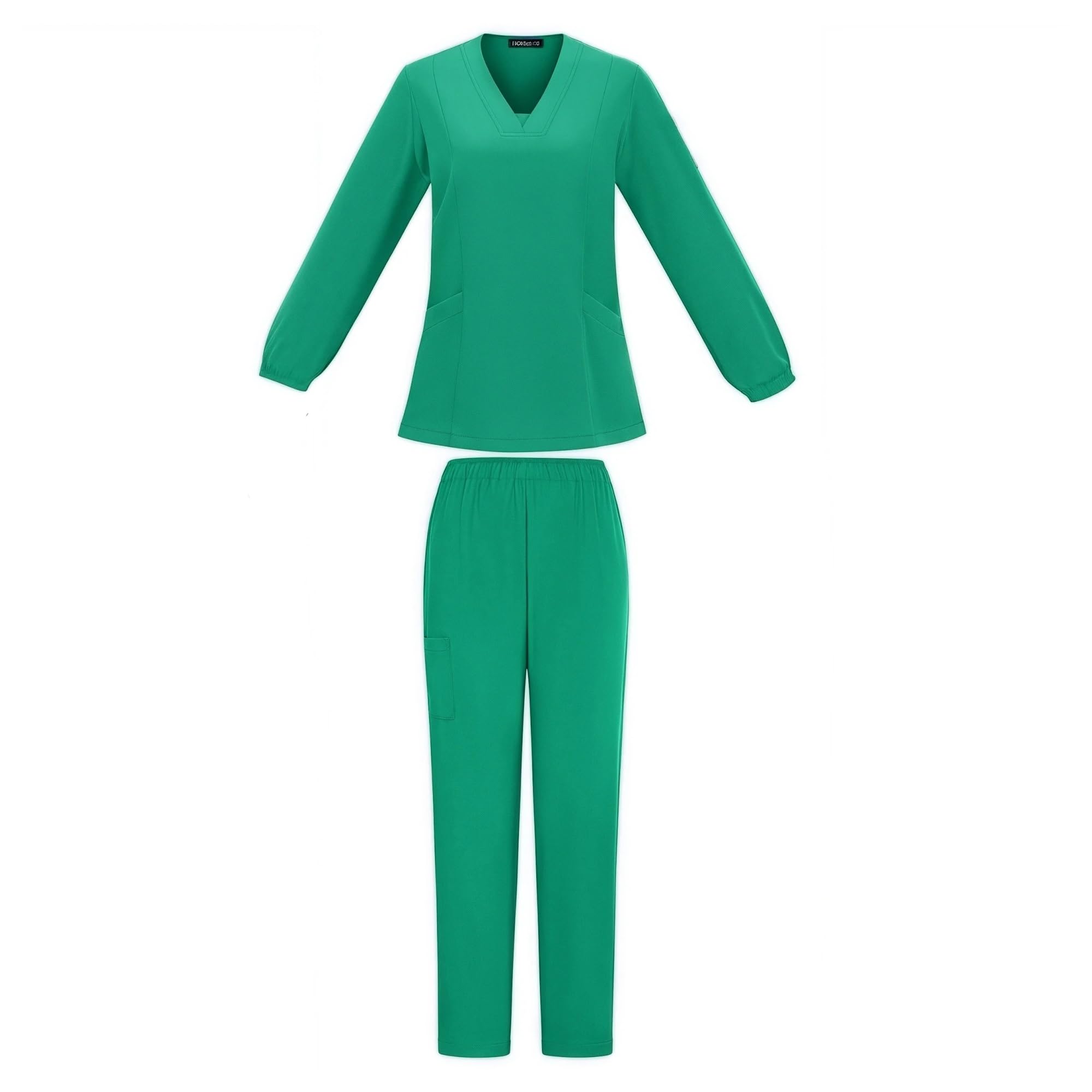 Uniforme quirúrgico for Mujer, otoño Invierno, Color sólido, Cuello en V, Manga Larga, Blusa de Enfermera, Ropa de Trabajo for salón de Belleza, Top + Pantalones, Ropa(Rose,XXL)