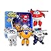 Super Wings Caja Transforming x4 – Aviones Figuras Robots Transformables del Dibujo Animado Juguete Infantil a Partir de 3 años – 12 cm, Color Jett/Paul/Donnie/Astra, Multicolor (Auldey EU730206)