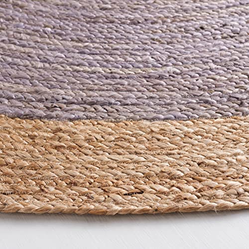 Image of Jute Round Rug Grey - 100 cm Handwoven Boho Braided Carpet, Natural Fiber Area Rug for Living Room, Bedroom, Dining & Patio - Eco-Friendly Durable Floor Mat