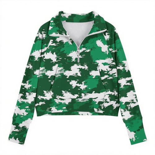 Girls Camouflage Sweatshirt Half Zip Stand Collar Loose Graphic Tee Tops Long Sleeve Pullover Casual T-Shirts for 5-14 Years4
