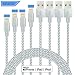 IDiSON 4Pack Apple MFi Certified Lightning Cable Braided Nylon Fast Charging Cable Compatible iPhone X XR XS XS MAX 8 Plus 7 6s 6 5s 5c iPad Air iPad Mini iPod (Silver White,3ft 6ft 6ft 10ft)