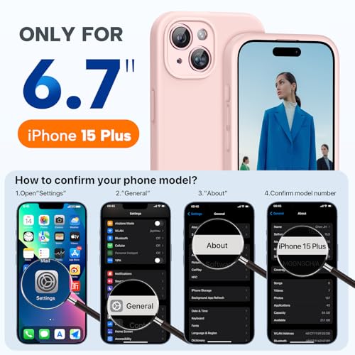 Image of Miracase Compatible with iPhone 15 Plus Case, [Soft Anti-Scratch Microfiber Lining], Liquid Silicone Case Gel Rubber Shockproof Drop Protection Phone Case for iPhone 15 Plus, Pink