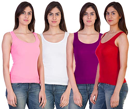 Image of Pack of 4 Premium Tank Top Vest Top Camisole Sando Spaghetti Inner Wear Camis for Women,Girls
