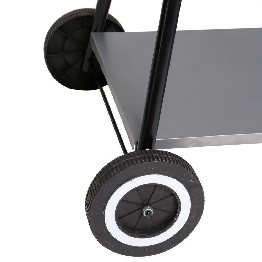 LOLAhome Barbacoa de carbón negra | De 64x38x82cm | Regulable 4 alturas, Doble parrilla Cocinar y Calentar, fácil montaje, fácil guardado | Para 10 comensales | Barbacoa jardín
