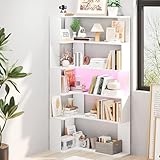 Photo Gallery chromacasa scaffale angolare a 5 ripiani, con illuminazione a led, libreria triangolare, per l angolo, salvaspazio, con illuminazione, per soggiorno, camera da letto, ufficio, regolabile in altezza e Photo Gallery chromacasa scaffale angolare a 5 ripiani, con illuminazione a led, libreria triangolare, per l angolo, salvaspazio, con illuminazione, per soggiorno, camera da letto, ufficio, regolabile in altezza e