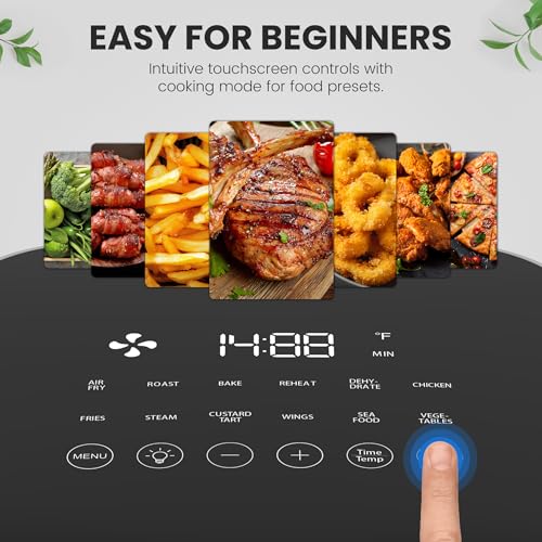 Image of NEWBULIG Air Fryer, 6QT Square Airfryer with Visual Window, 400℉ Fast Heating Air Fryers Oven with Timer, Auto-Off, Non Toxic & Non Stick, Multiple 12 Modes for Roast, Bake, Dehydrate, Fry, Reheat