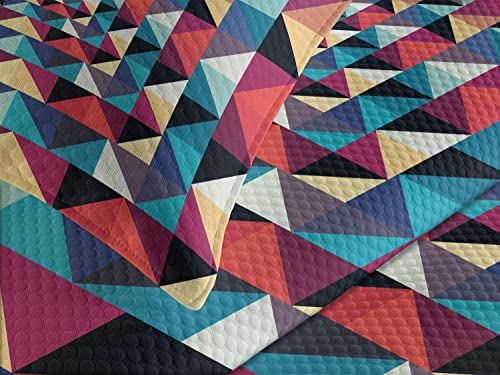 Colcha patchwork moderna multicolor Ambesonne juego de cama decorativo con fundas de almohada 4