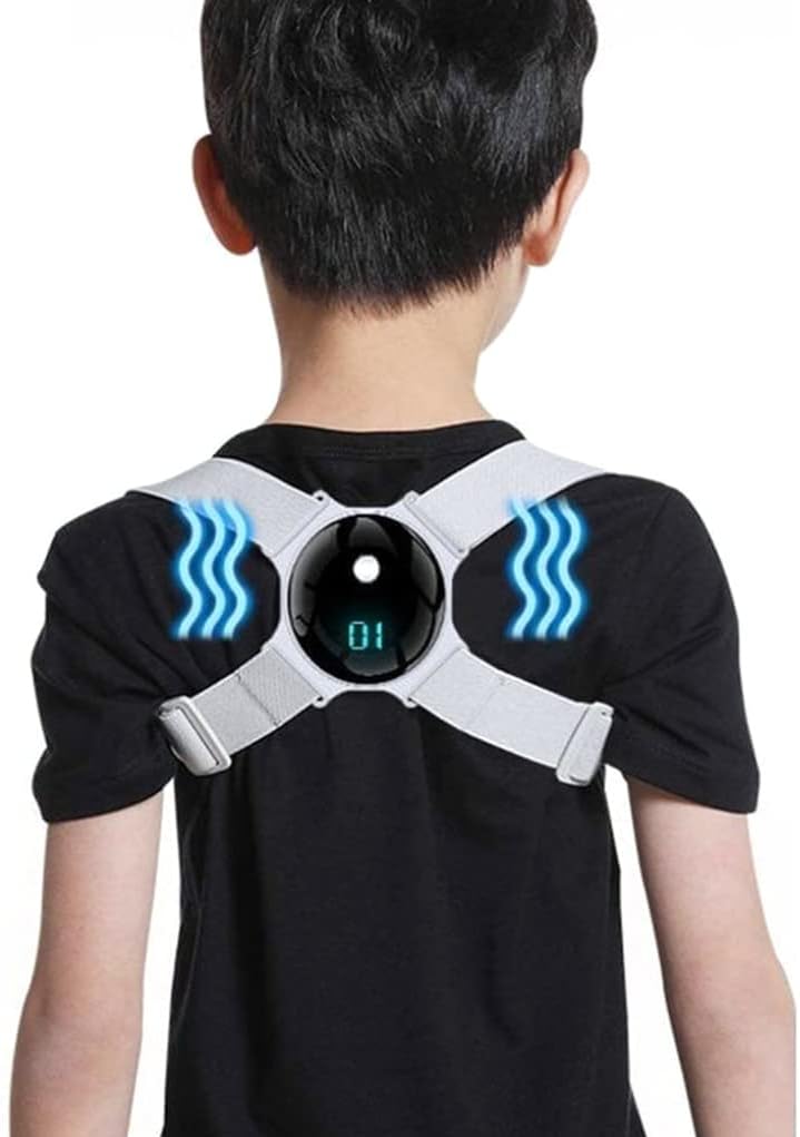 Upright Go Posture Corrector,Posture Corrector Kids with Smart Sensor Vibration Reminder Posture Brace Trainer Straightener to Improve Slouch,(Color : Gray)