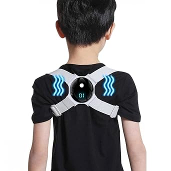 Upright Go Posture Corrector,Posture Corrector Kids with Smart Sensor Vibration Reminder Posture Brace Trainer Straightener to Improve Slouch,Color Gray