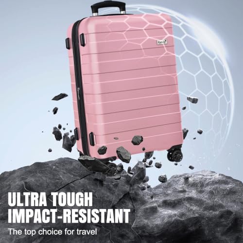 Image of KEYTANG Zebra Luggage Sets 3 Piece, 20 inch Carry On Luggage with Spinner Wheels, Hardside Business Travel Suitcase Set with TSA Lock, Lightweight Suitcase,20 /24 /28 inch,Pink