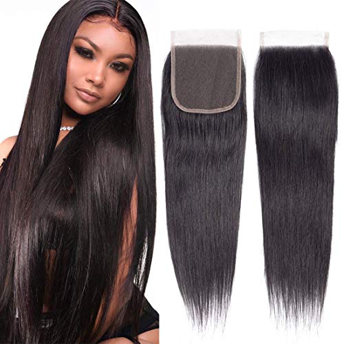 Lace Closure Straight 4x4 Brizilian Virgin Human Hair Closure Free Part Straight Wave Hair Closure Natural Black Color Hair Extention 12 Inch