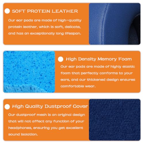Almohadillas de repuesto para auriculares Beats Solo 2 y Solo 3 (cableados e inalámbricos), cojines para orejas, fundas para copas auditivas, piezas de reparación (azul) miniatura 3