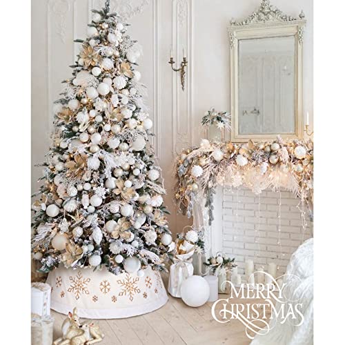 Nibesser Christmas Tree Collar White 30 Inches Ivory Tree Skirt Ring With Snowflake Tree Basket Plastics Sheets With Collar Cover Holiday Home Party Christmas Tree Decoration Xmas Ornaments #TOP2