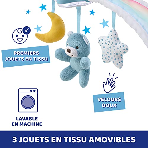 Chicco Regenbogen-Spielbogen für Kinderbett, 2in1 Evolutionskompatibel Next2Me, Babywanne mit Regenbogen und Nachtlicht Kinder mit entspannender Musik und weichen Anhängern - Baby Spiele, ab 0 Monate