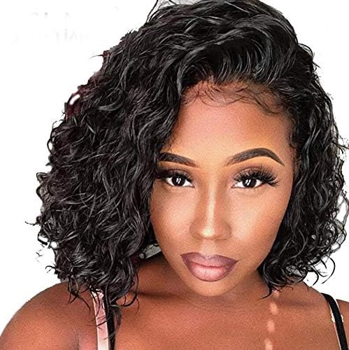 Berimy 12A Hair Lace Front Wigs Human Hair Short Bob Wigs For Black Women Brazilian Deep Curly Wavy 13x4 Lace Frontal Wigs Pre Plucked with Baby Hair 150% Density (12inch)¡­