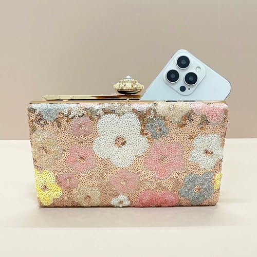 Clutch Purses for Women, Sequins Evening Bag, Hard Box Crossbody Bag miniatura 2